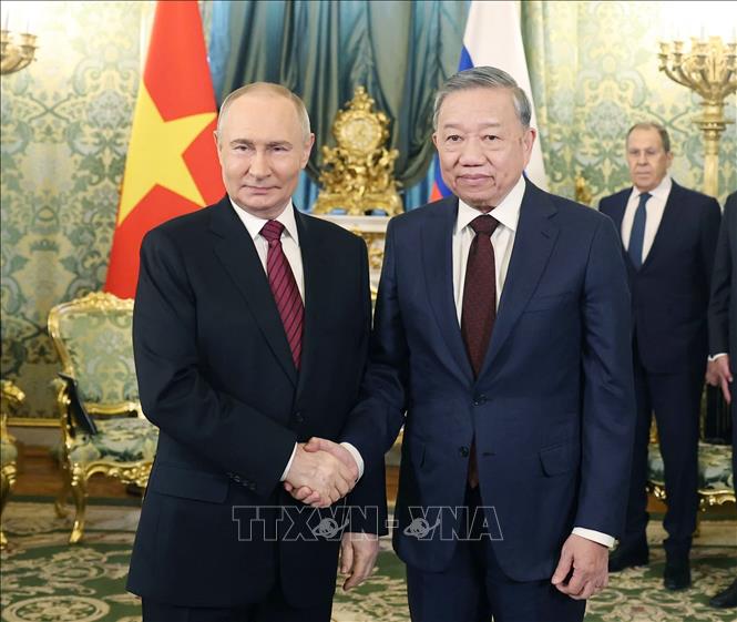 Tổng Bí thư Tô Lâm và Tổng thống Vladimir Putin. Ảnh: TTXVN