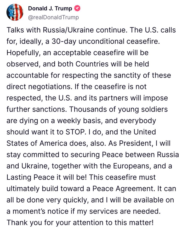 Bài đăng trên tài khoản mạng xã hội Truth Socil của Tổng thống Trump vào ngày 8/5.