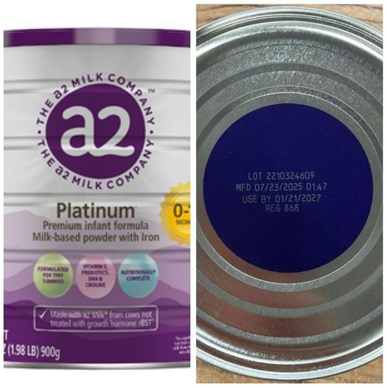 Sản phẩm sữa a2 Platinum Premium dành cho trẻ 0-12 tháng tuổi bị cảnh báo thu hồi. Ảnh: Internet