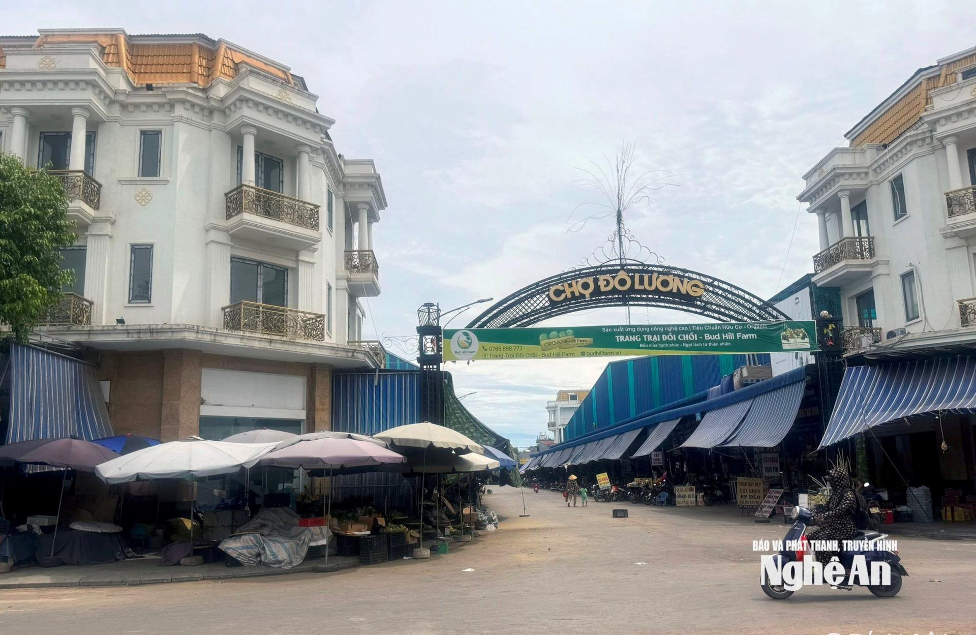 Khu thương mại dịch vụ kết hợp chợ truyền thống Đô Lương được đầu tư xây dựng khang trang. Ảnh tư liệu: T.H