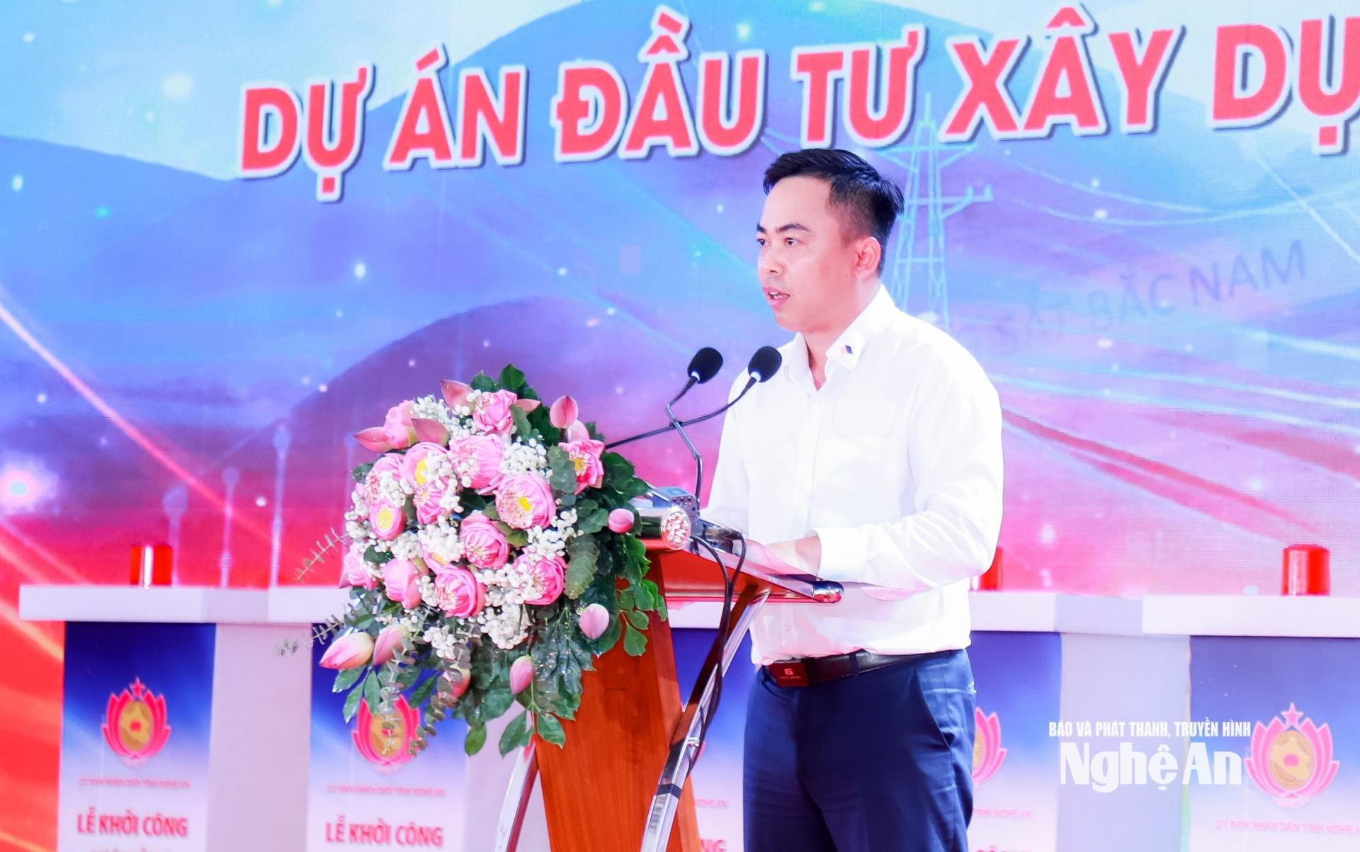 Ông Nguyễn Quang Huy - Tổng Giám đốc Tập đoàn Đèo Cả, đại diện liên danh nhà thầu phát biểu tại Lễ khởi công Dự án đầu tư xây dựng đường bộ cao tốc Vinh - Thanh Thủy. Ảnh: Thành Duy