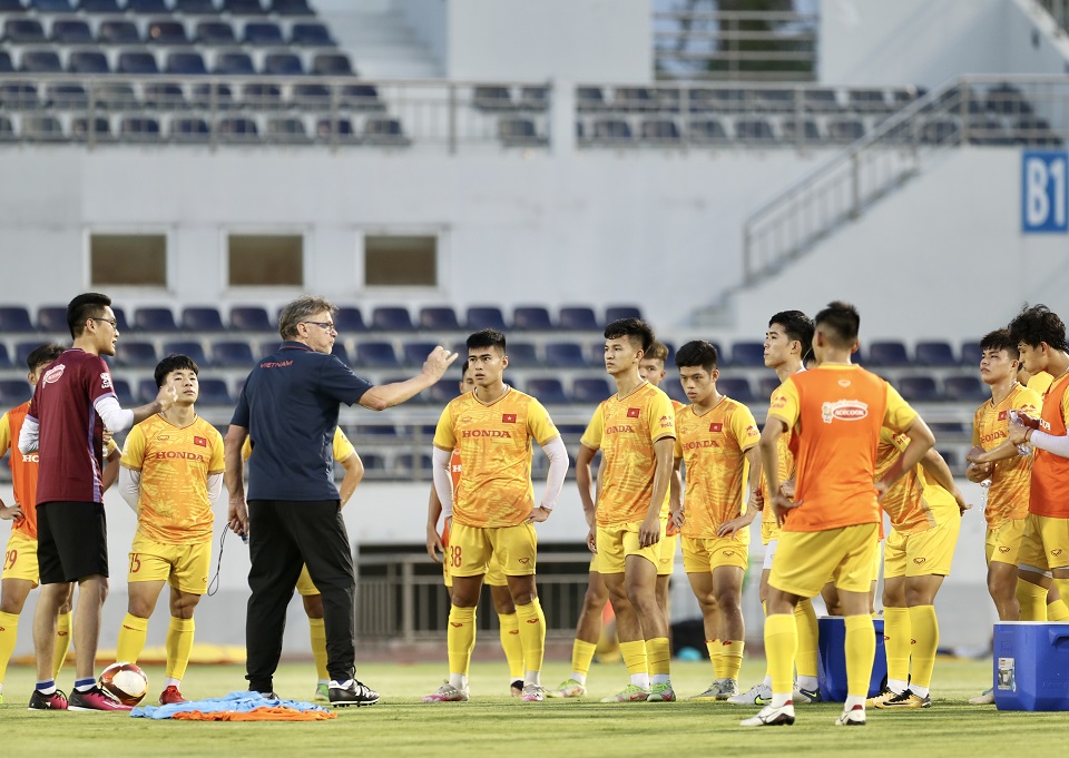 Đội tuyển U23 Việt Nam sẽ hội quân tập luyện cùng thời điểm đội tuyển quốc gia tập trung dịp FIFA Days tháng 6/2023. Ảnh: VFF
