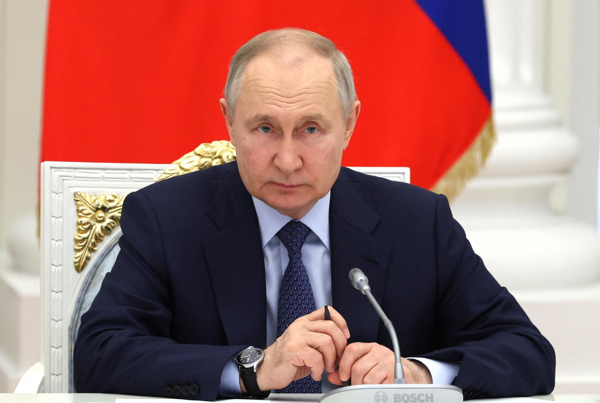 Tổng thống Putin tại một cuộc họp ở Điện Kremlin ngày 26/5. Ảnh: Reuters