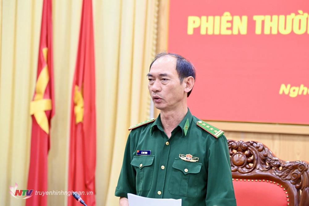 Đại tá Lê Như Cương, Bí thư Đảng ủy, Chính ủy BĐBP tỉnh chủ trì hội nghị.