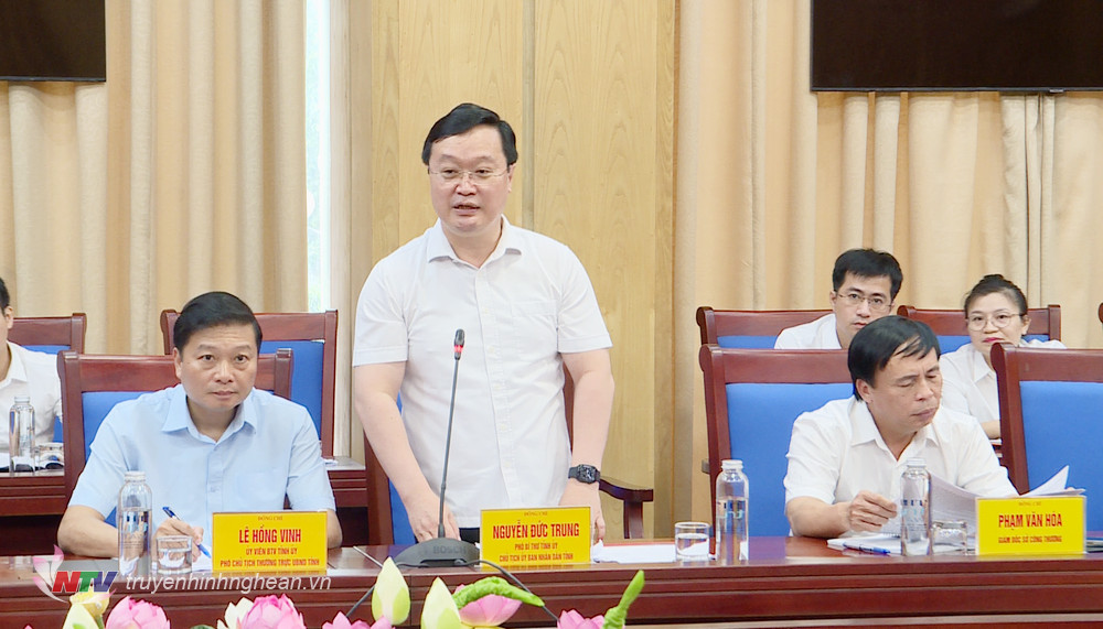 Chủ tịch UBND tỉnh Nguyễn Đức Trung phát biểu tại cuộc làm việc.