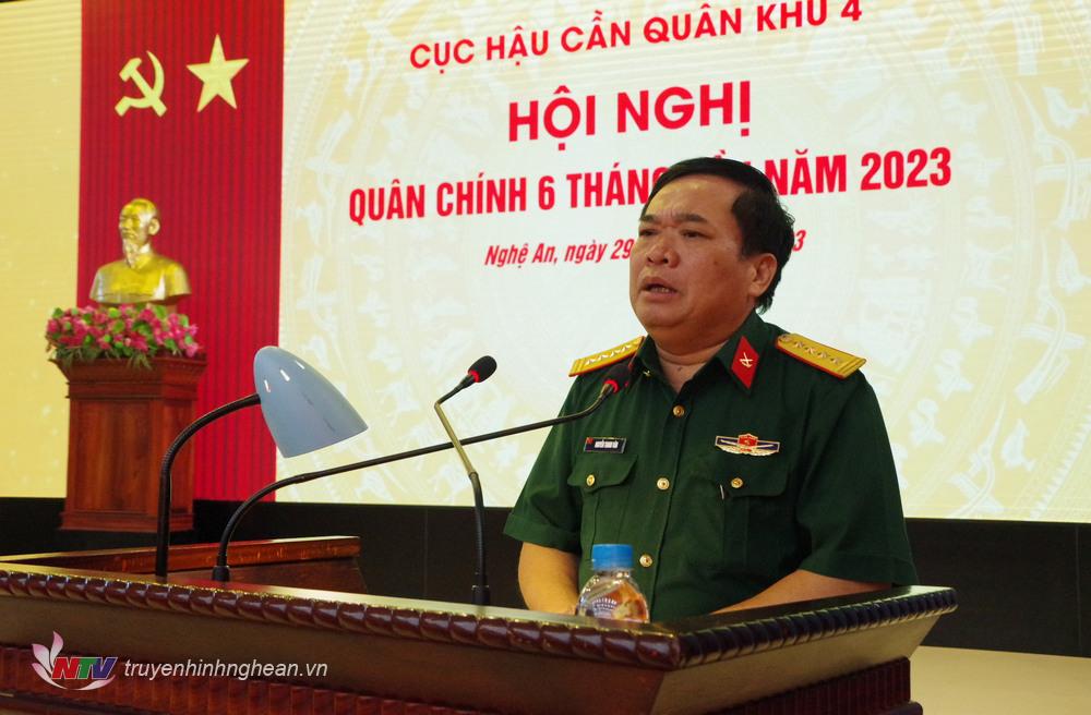 Đại tá Nguyễn Thanh Vân - Cục trưởng Cục Hậu cần chủ trì hội nghị Quân chính 6 tháng đầu năm 2023