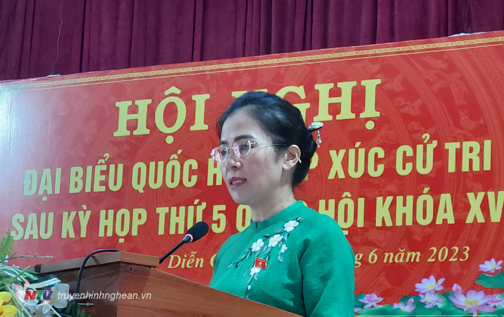 Đại biểu Võ Thị Minh Sinh - Uỷ viên BTV Tỉnh uỷ, Chủ tịch UBMTTQ tỉnh giải trình ý kiến, kiến nghị của cử tri.