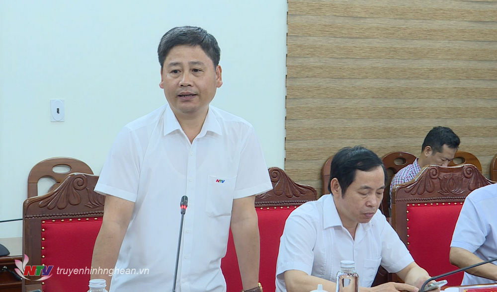 Giám đốc Đài PT-TH Nghệ An, Chủ tịch Hội Nhà báo tỉnh Trần Minh Ngọc phát biểu tại cuộc họp.