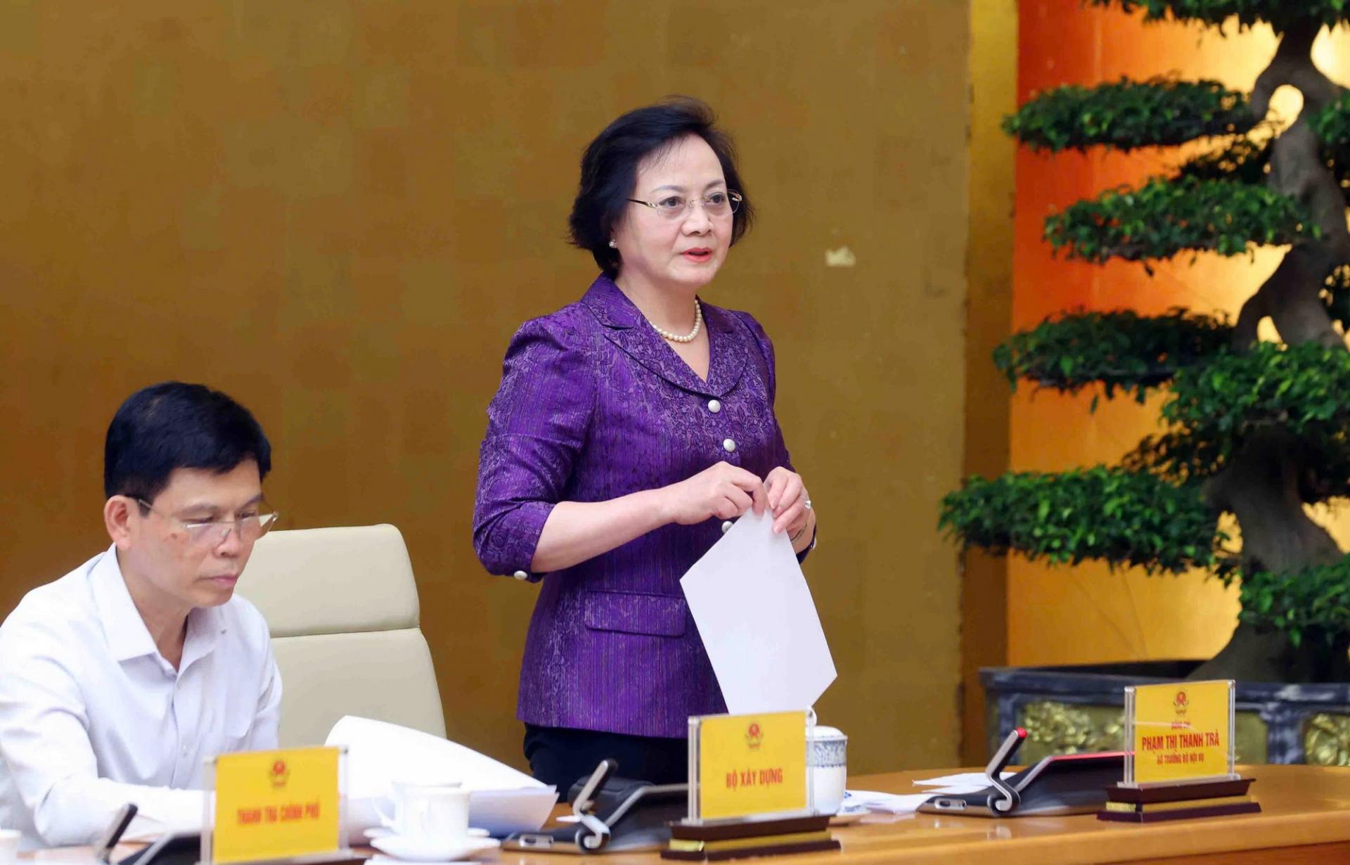 Bộ trưởng Bộ Nội vụ Phạm Thị Thanh Trà phát biểu tại hội nghị.