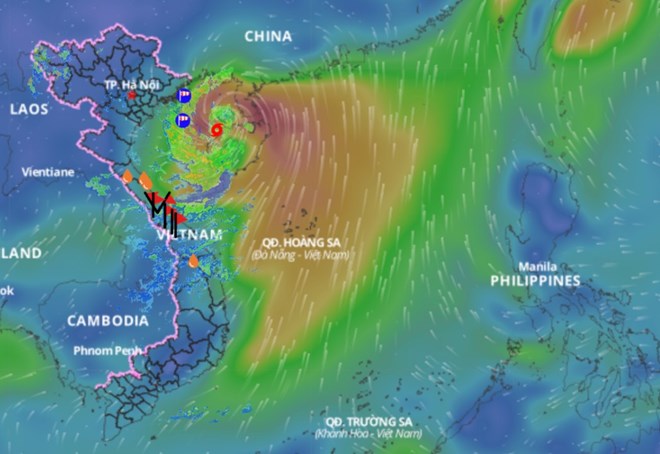 Cập nhật vị trí bão số 1 hồi 5 giờ ngày 14.6. Nguồn: Hệ thống Giám sát thiên tai Việt Nam