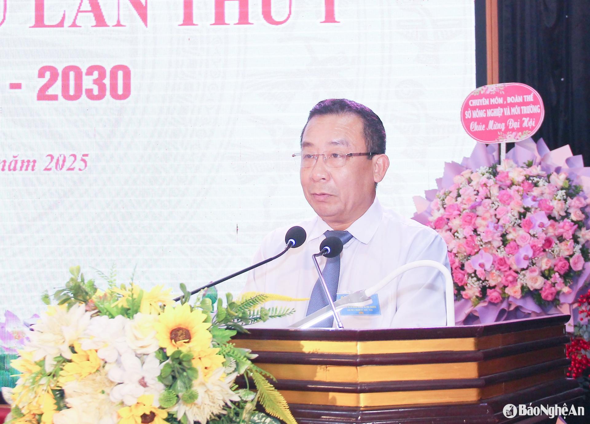 Phó Chủ tịch UBND tỉnh Nguyễn Văn Đệ phát biểu chỉ đạo tại Đại hội.