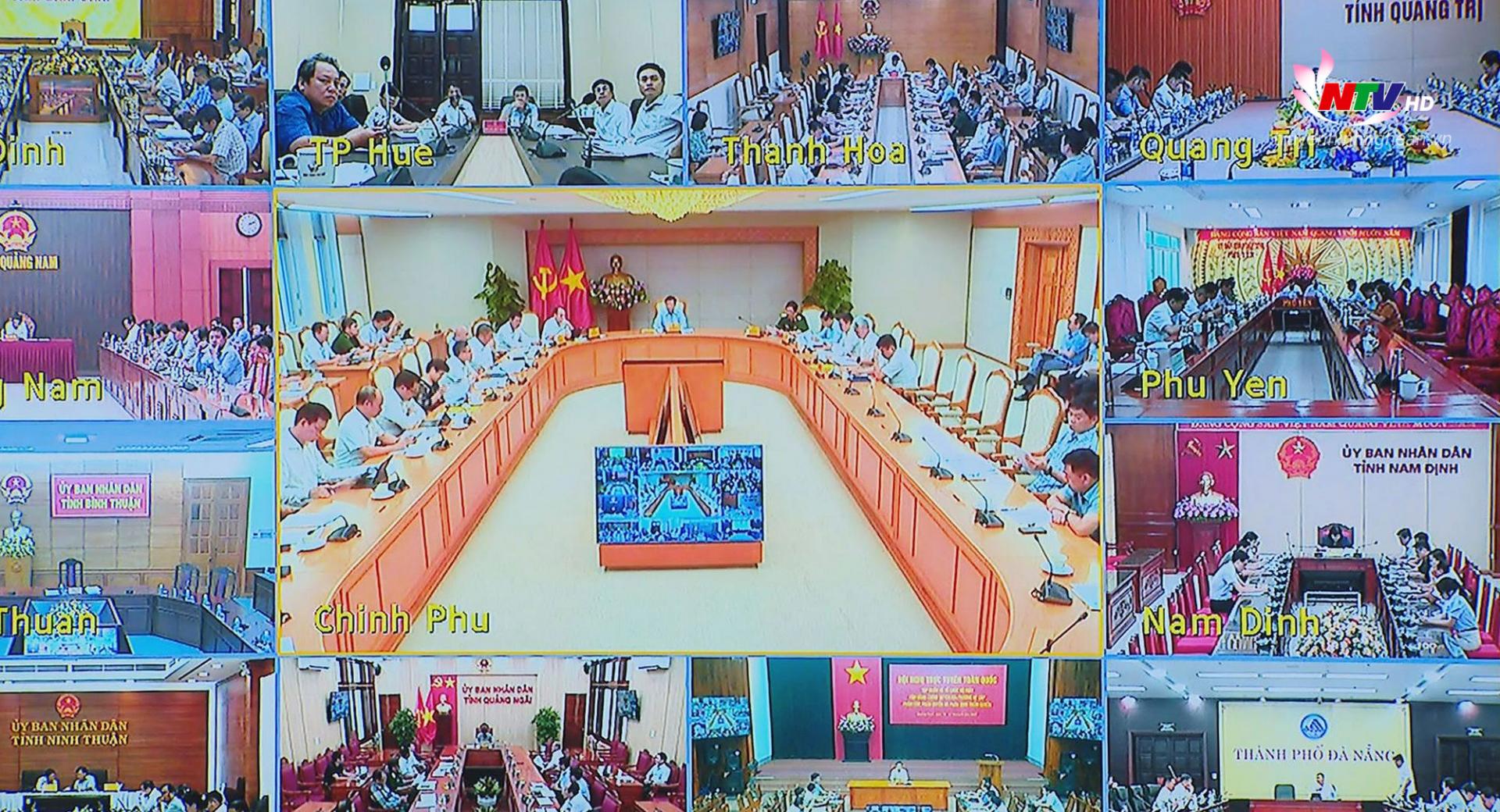 Các điểm cầu tham gia hội nghị. Ảnh chụp toàn màn hình.