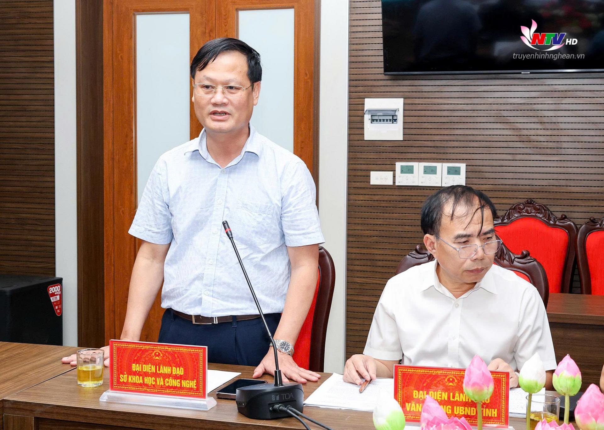 Giám đốc Sở Khoa học và Công nghệ Nguyễn Quý Linh phát biểu tại cuộc làm việc.