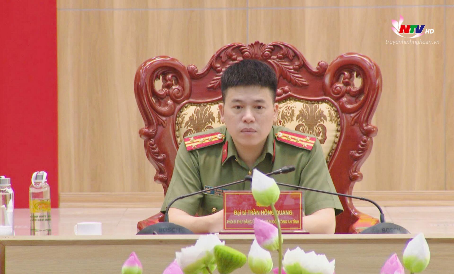 Đại tá Trần Hồng Quang - Phó Giám đốc Công an tỉnh Nghệ An chủ trì hội nghị tại điểm cầu Nghệ An
