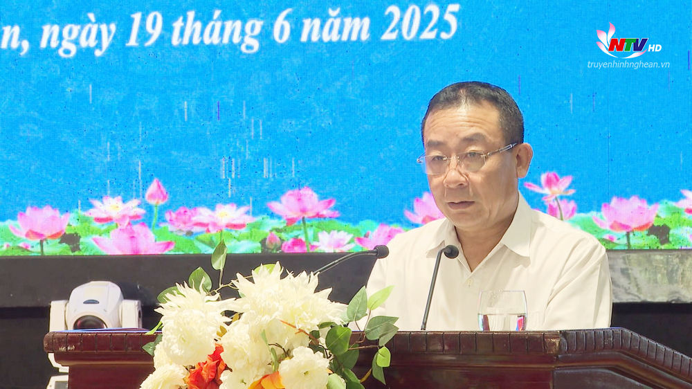 Phó Chủ tịch UBND tỉnh Nguyễn Văn Đệ phát biểu tại hội nghị.