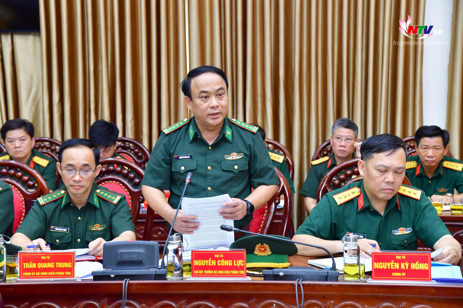 Đại tá Nguyễn Công Lực – Chỉ huy trưởng Bộ Chỉ huy Bộ đội Biên phòng tỉnh phát biểu tại buổi kiểm tra.
