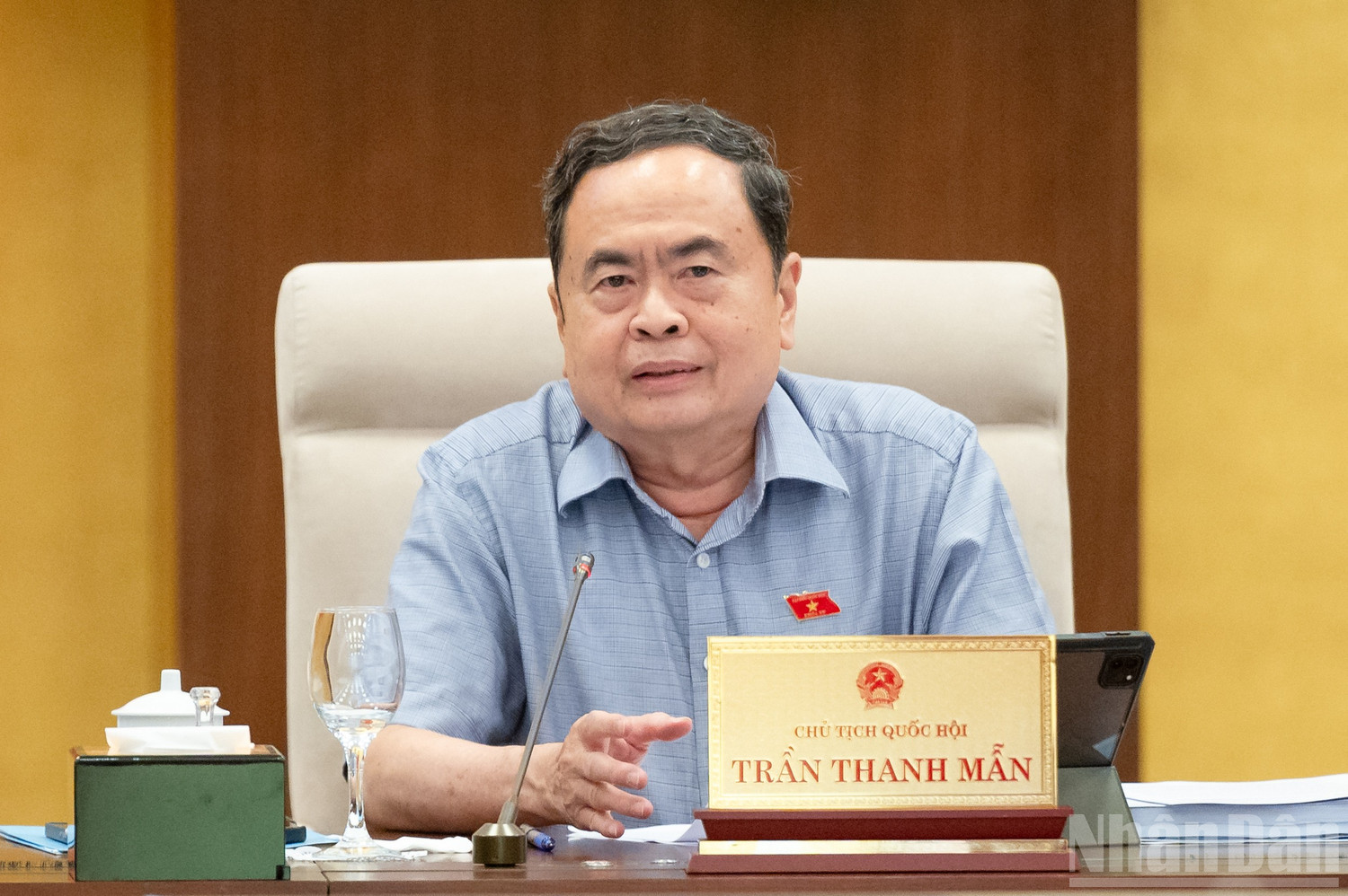 Chủ tịch Quốc hội Trần Thanh Mẫn phát biểu ý kiến tại phiên họp.