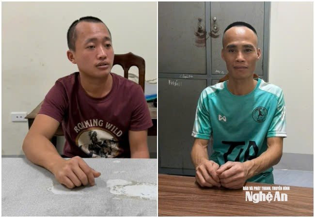2 đối tượng Lê Văn Đại và Phạm Văn Ánh tại cơ quan Công an.