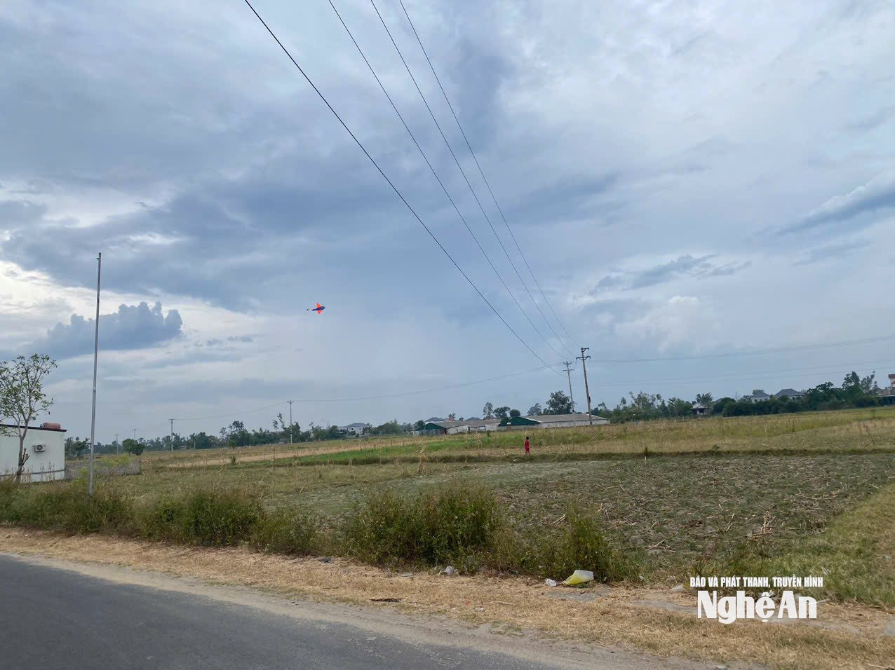 Trẻ em thả diều ngay dưới đường dây điện cao thế 220 kV. Ảnh: Trần Minh
