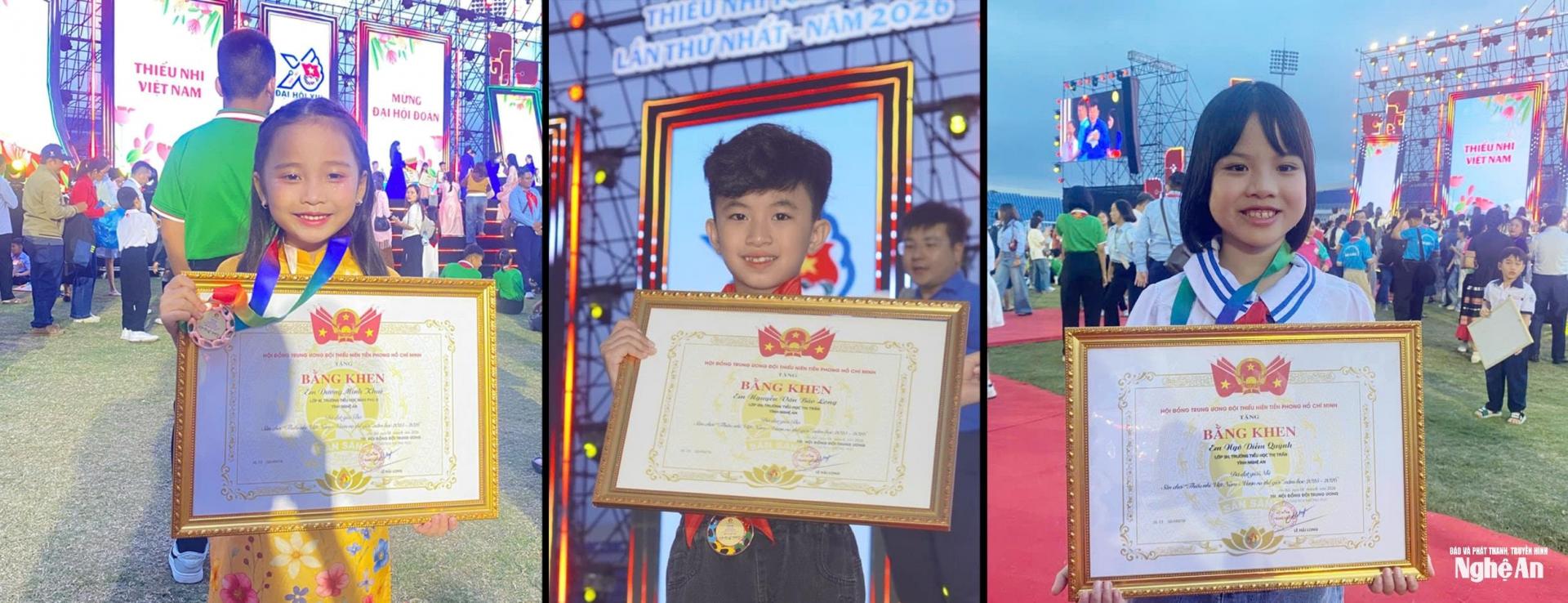 3 thiếu nhi Nghệ An đoạt giải cao tại chương trình Thiếu nhi Việt Nam - Vươn ra thế giới”. Ảnh: NVCC