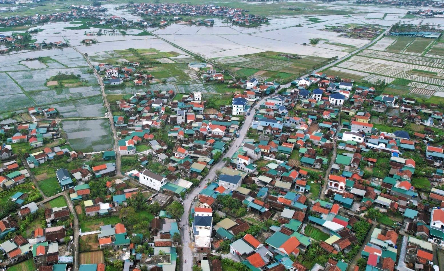 Toàn cảnh xã Quỳnh Phú nhìn từ trên cao. Ảnh: Tư liệu minh họa