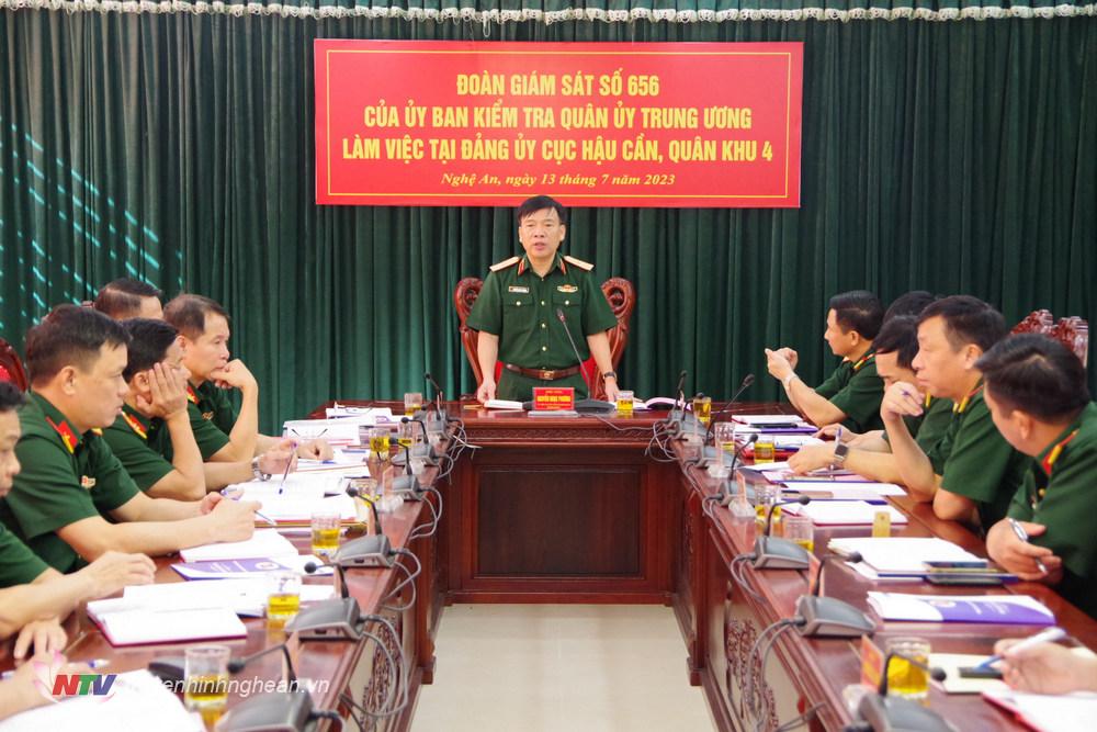 Thiếu tướng Nguyễn Ngọc Phương, Ủy viên chuyên trách của Ủy ban Kiểm tra Quân ủy Trung ương phát biểu kết luận buổi làm việc.