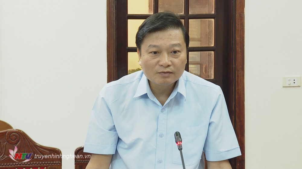 Đồng chí Lê Hồng Vinh - Ủy viên BTV Tỉnh ủy, Phó Chủ tịch Thường trực UBND tỉnh phát biểu tại cuộc họp.