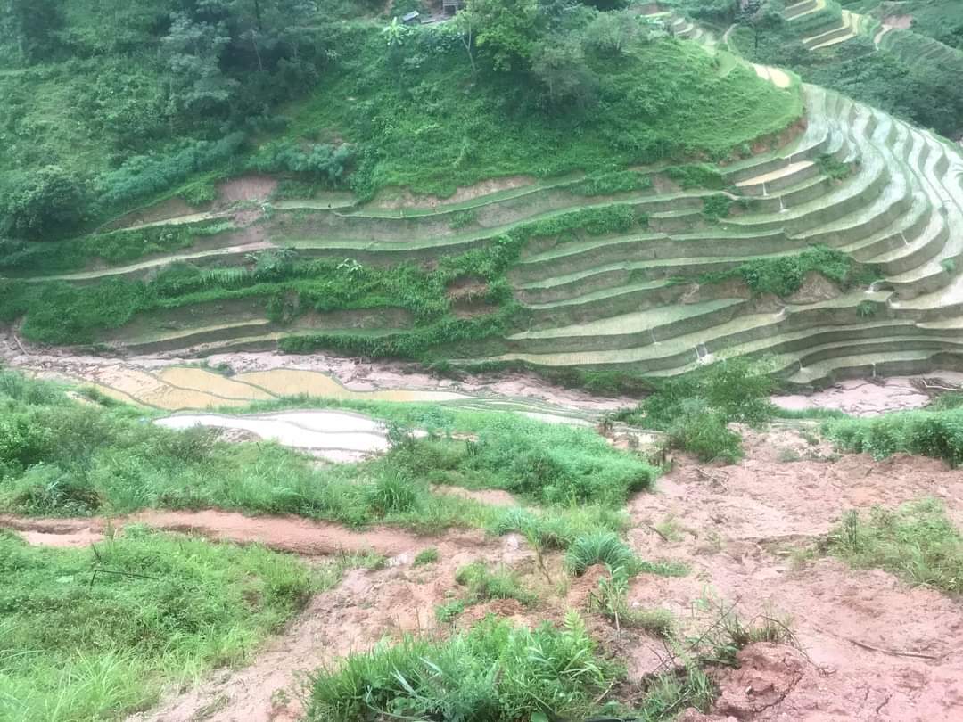 Mưa lớn gây sạt lở tại bản Nhùng, Hoàng Su Phì, Hà Giang.