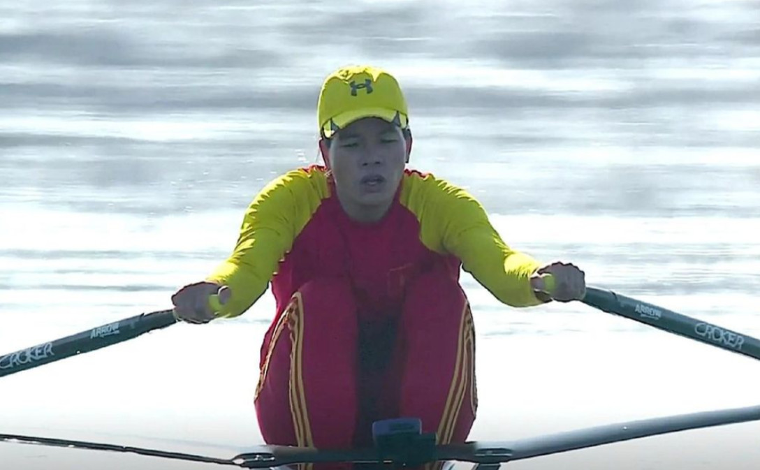 Vận động viên rowing Phạm Thị Huệ. Ảnh cắt từ video