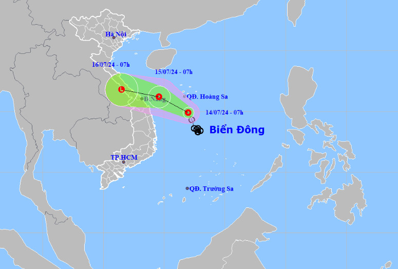 Tin áp thấp nhiệt đới trên Biển Đông. Nguồn: KTTV