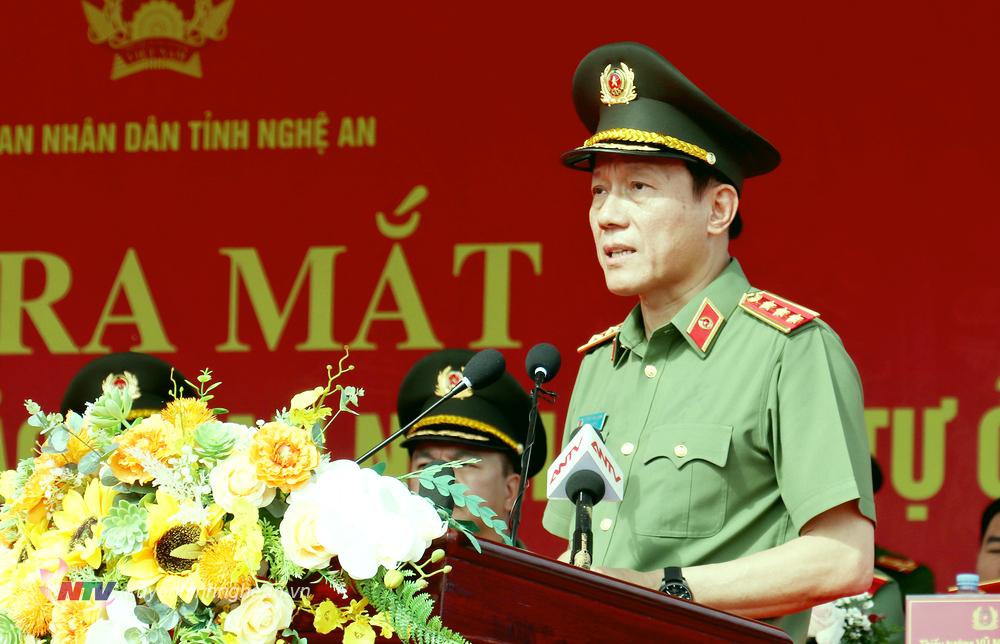 Bộ trưởng Bộ Công an Lương Tam Quang phát biểu tại buổi lễ.