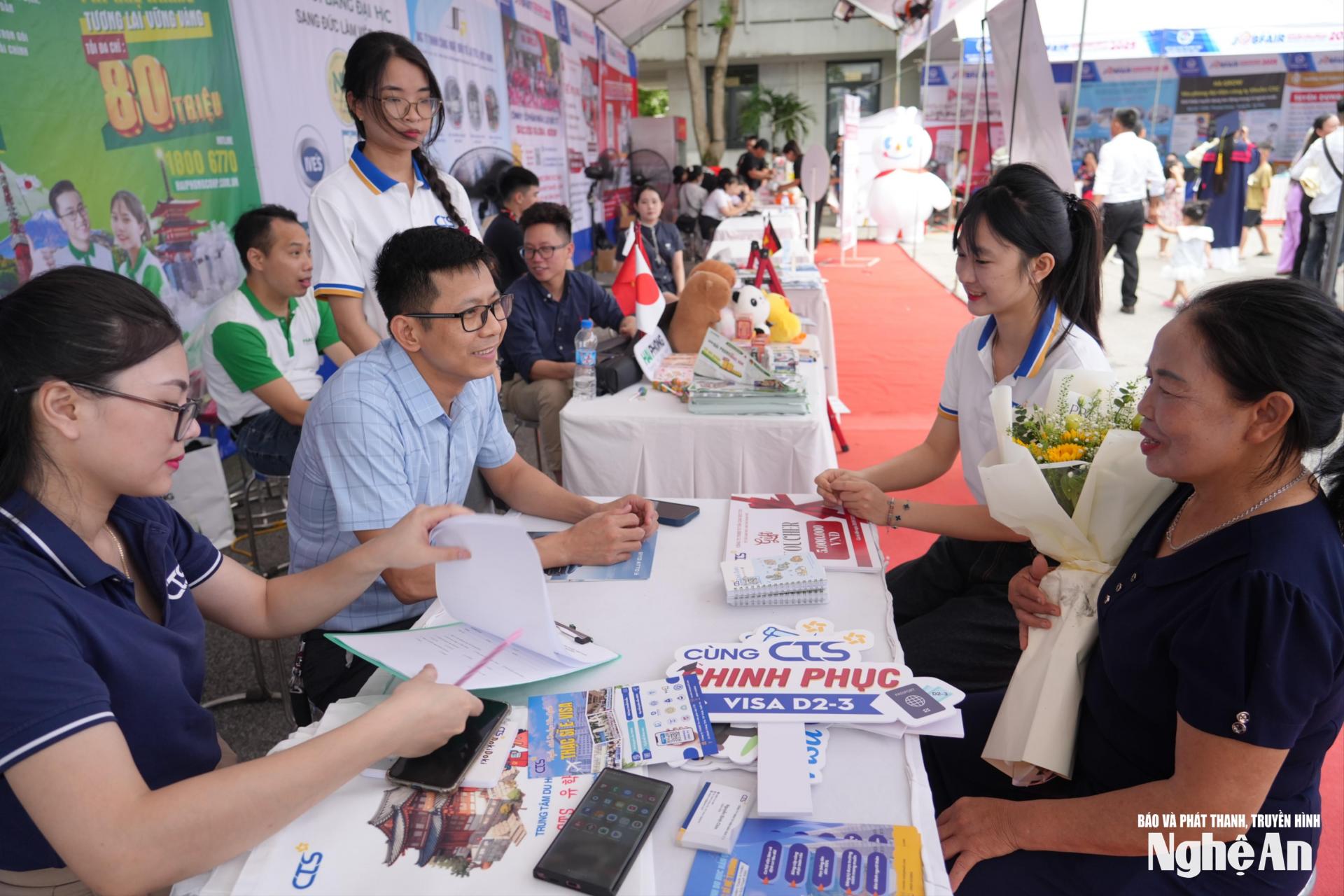 Ngày hội việc làm của sinh viên Trường Đại học Vinh. Ảnh: Mỹ Hà