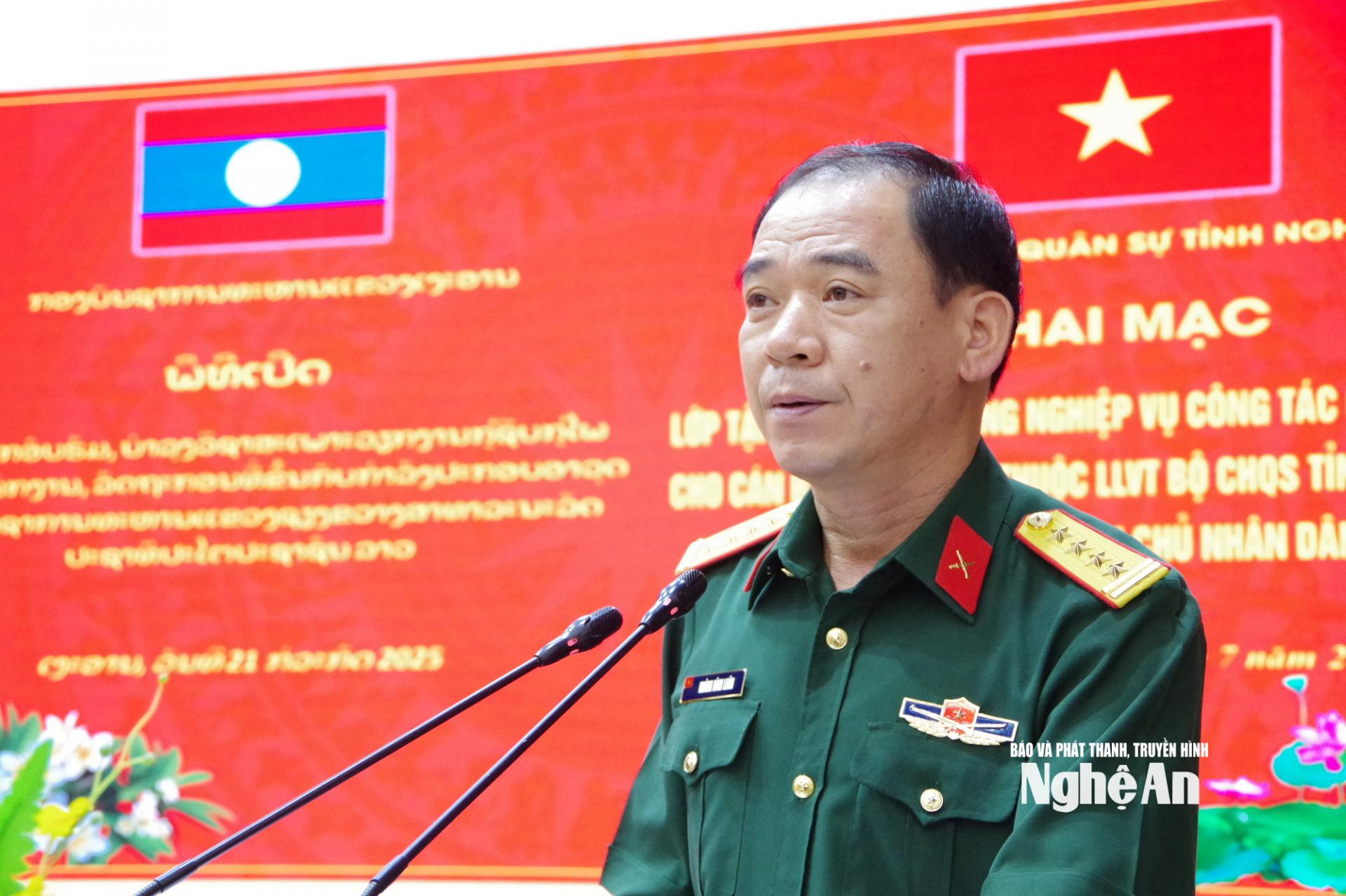 Đại tá Hoàng Đình Luân - Phó Chỉ huy trưởng, Tham mưu trưởng Bộ CHQS tỉnh Nghệ An phát biểu khai mạc.