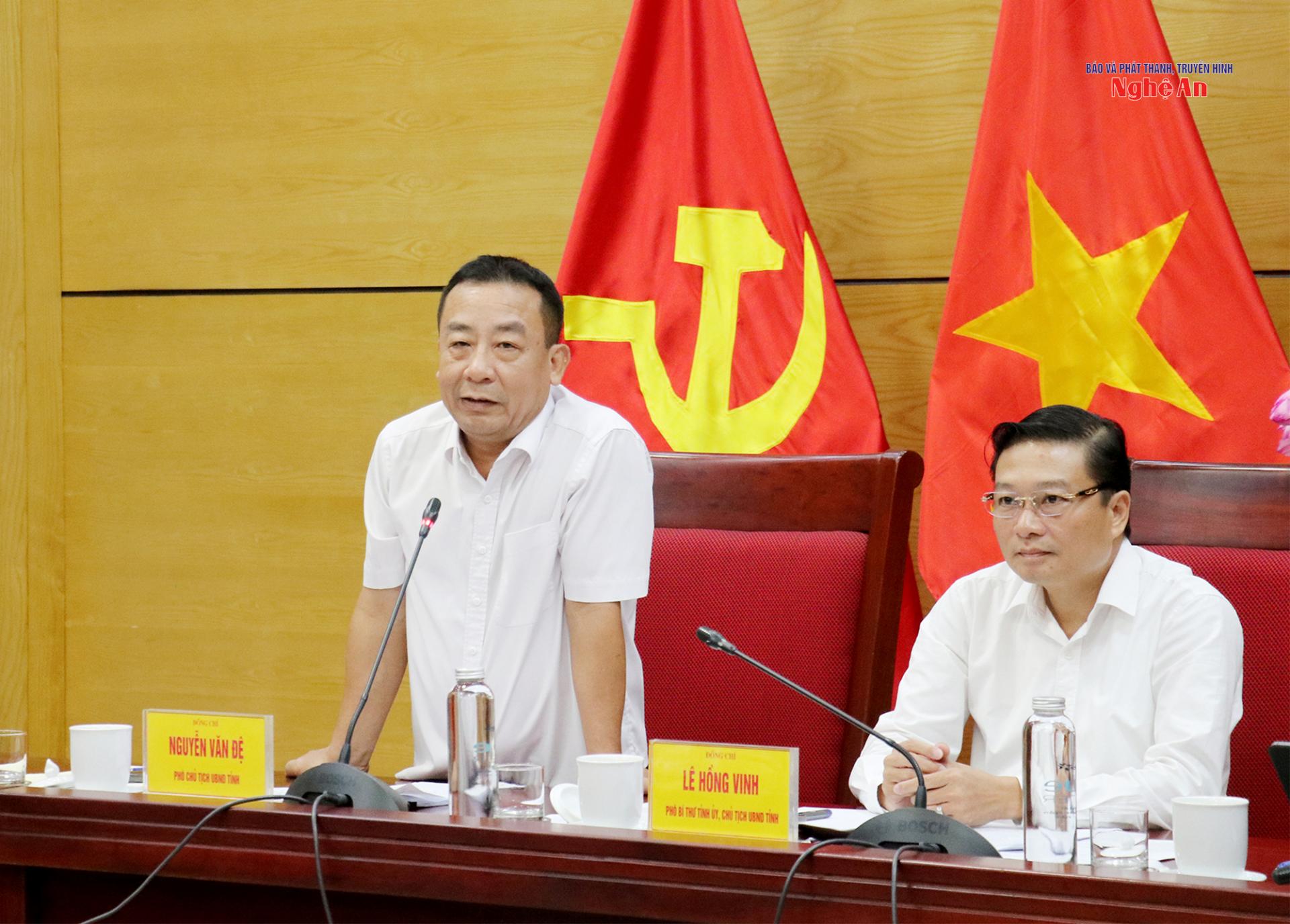 Đồng chí Nguyễn Văn Đệ - Phó Chủ tịch UBND tỉnh phát biểu tại cuộc làm việc.