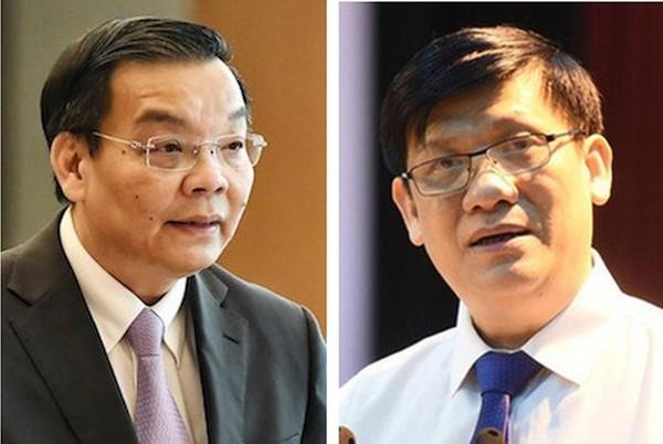 Hai cựu bộ trưởng Chu Ngọc Anh (phải) và Nguyễn Thanh Long thời còn tại vị.  