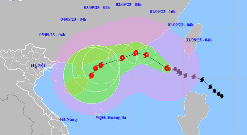 Dự báo đường đi của bão số 3. Ảnh: nchmf.gov.vn