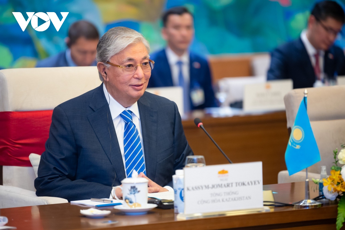 Tổng thống Cộng hòa Kazakhstan Kassym-Jomart Tokayev phát biểu tại buổi hội kiến.