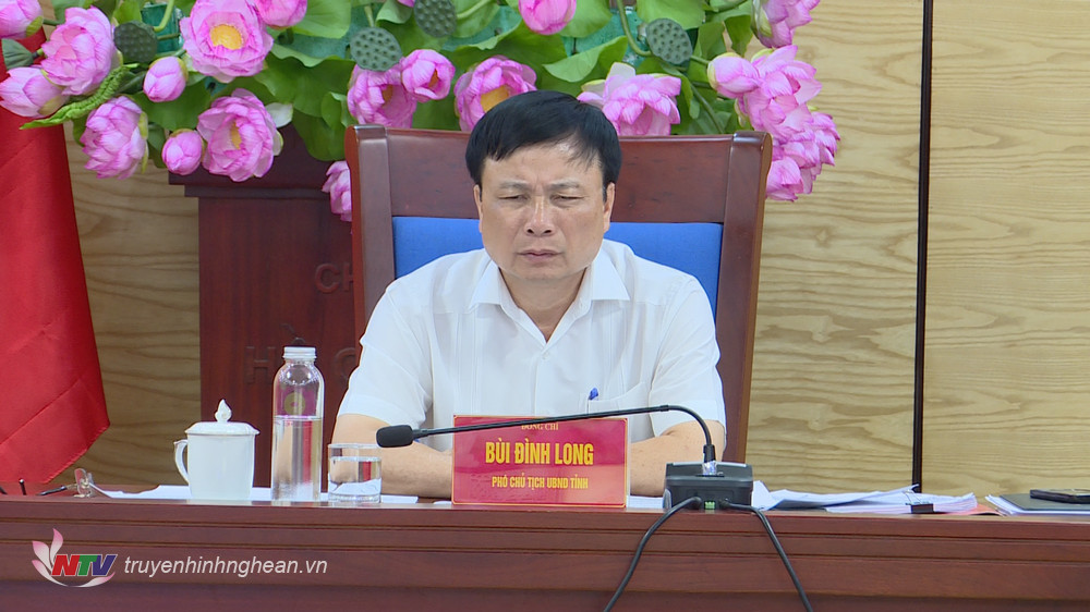 Phó Chủ tịch UBND tỉnh Bùi Đình Long chủ trì hội nghị tại điểm cầu tỉnh Nghệ An.
