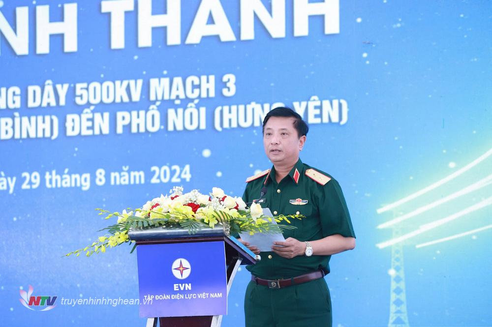 Trung tướng Hà Thọ Bình, Tư lệnh Quân khu 4 phát biểu tại điểm cầu Nghệ An.