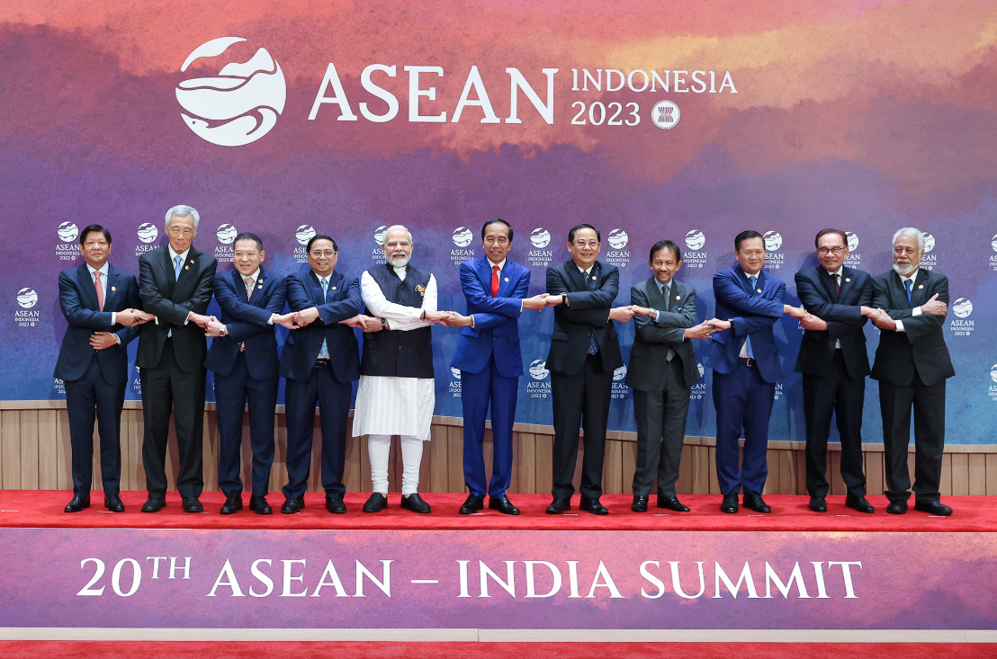 Thủ tướng Phạm Minh Chính và Trưởng đoàn các nước tham dự Hội nghị Cấp cao ASEAN-Ấn Độ lần thứ 20