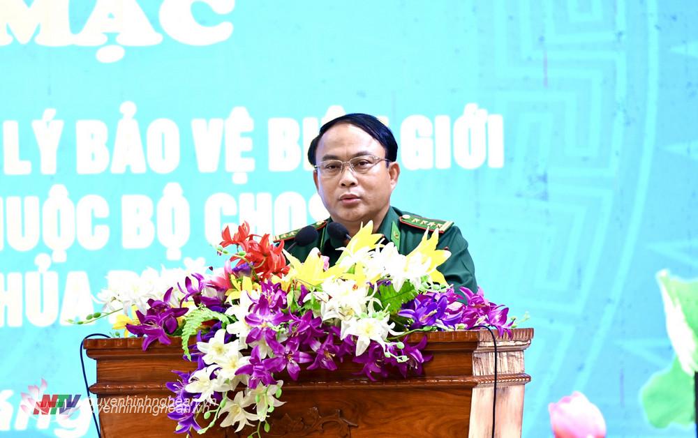 Đại tá Nguyễn Công Lực, Ủy viên Ban chấp hành Đảng bộ tỉnh, Chỉ huy trưởng BĐBP Nghệ An phát biểu tại lễ khai mạc tập huấn 