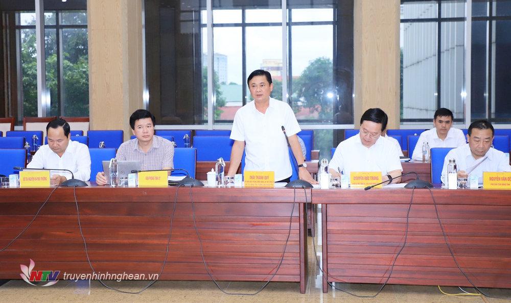 Bí thư Tỉnh ủy Nghệ An Thái Thanh Quý phát biểu tại cuộc làm việc. 