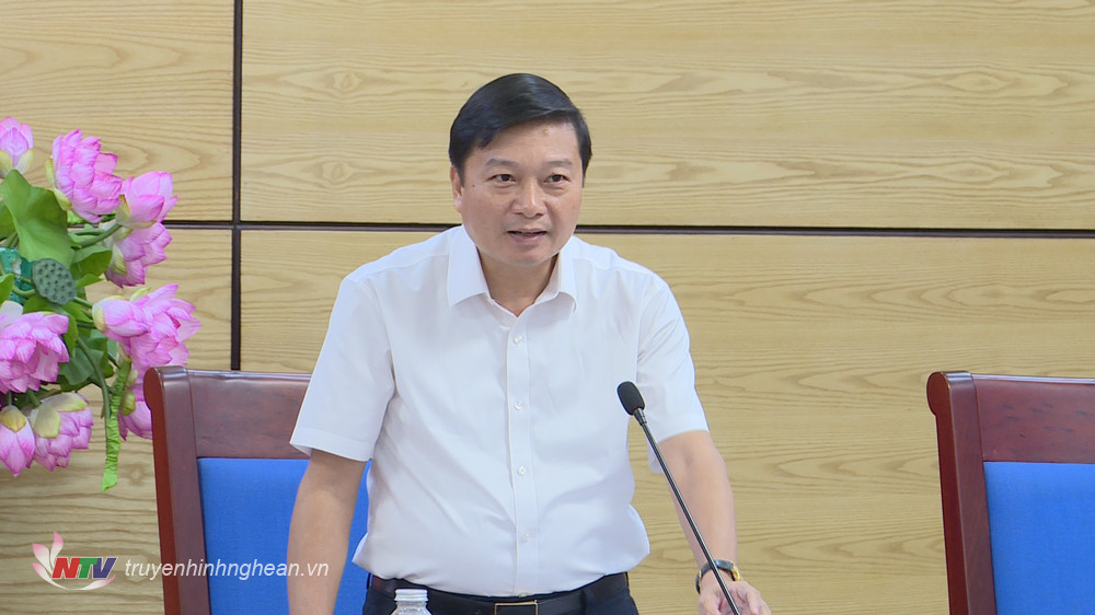 Phó Chủ tịch Thường trực UBND tỉnh Lê Hồng Vinh phát biểu tại phiên họp. 