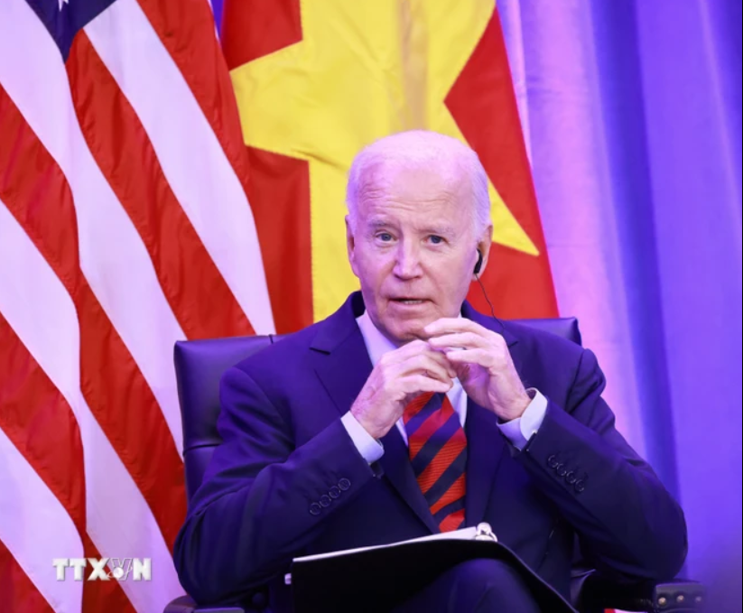 Tổng thống Hoa Kỳ Joe Biden phát biểu. (Ảnh: Lâm Khánh/TTXVN)