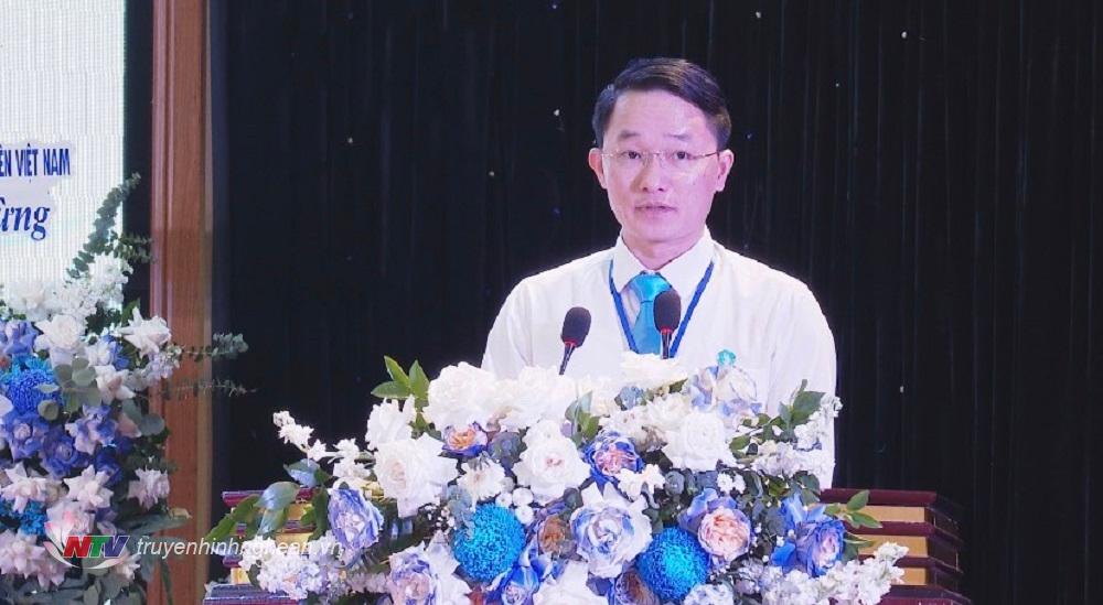 Đồng chí Trần Linh - Phó Bí thư Tỉnh đoàn, Chủ tịch Hội Sinh viên tỉnh Nghệ An phát biểu tại Đại hội. 