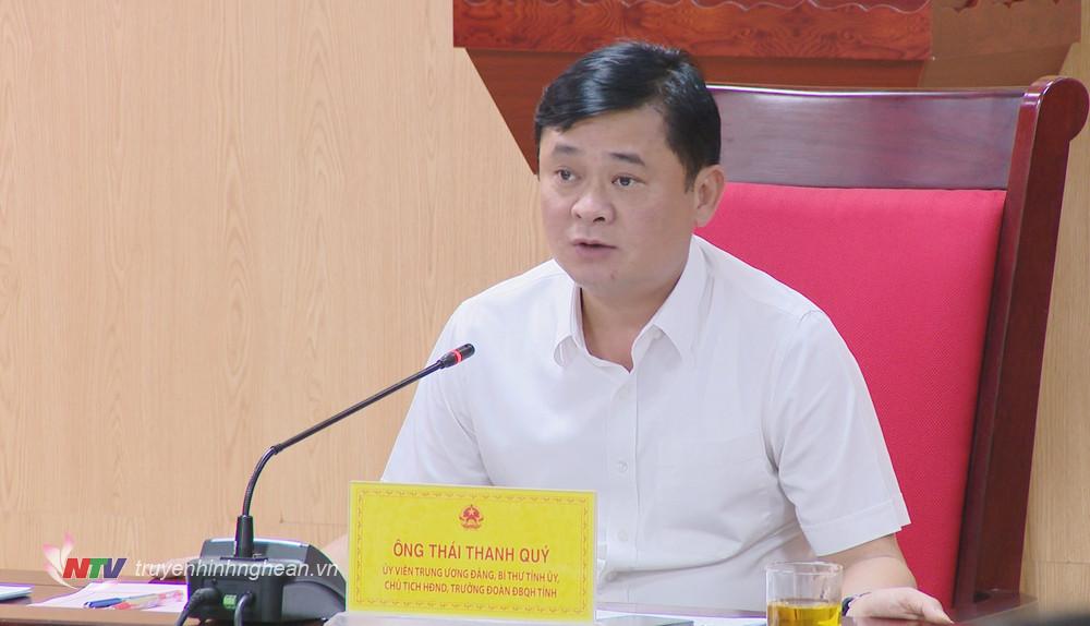 Bí thư Tỉnh uỷ, Chủ tịch HĐND tỉnh Thái Thanh Quý phát biểu kết luận cuộc họp.