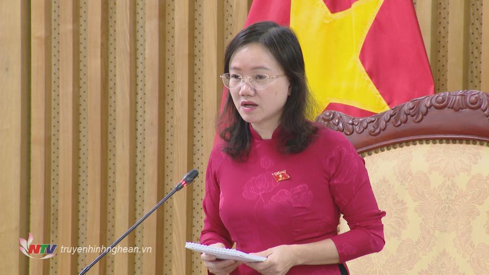 Đồng chí Thái Thị An Chung - Phó trưởng Đoàn Đại biểu Quốc hội tỉnh phát biểu kết luận buổi làm việc.