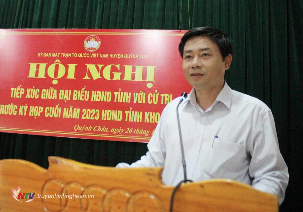 Trưởng ban Nội chính Tỉnh uỷ Hồ Lê Ngọc phát biểu tại hội nghị.
