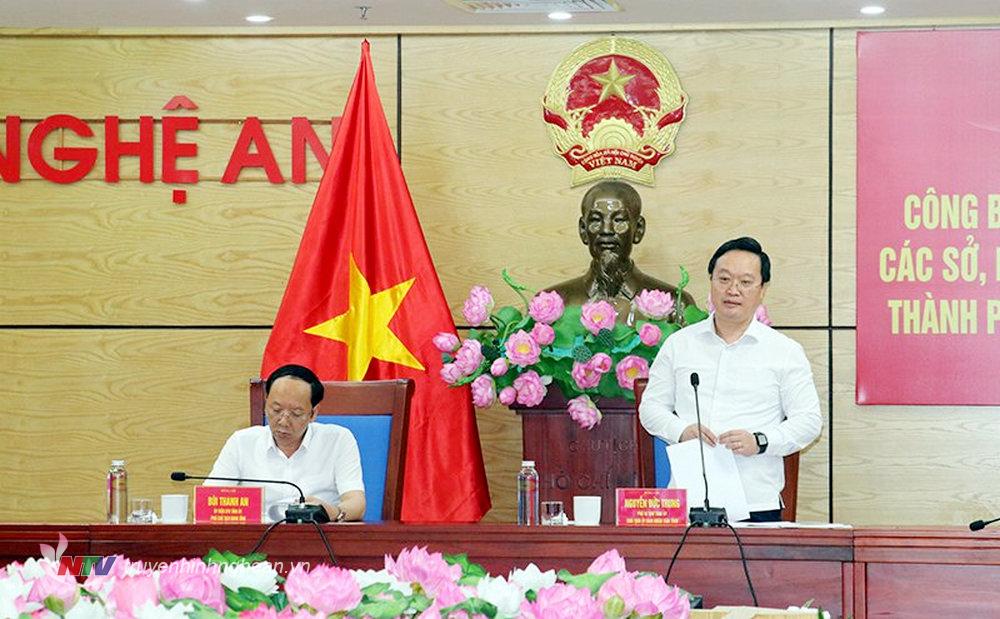 Đồng chí Nguyễn Đức Trung - Phó Bí thư Tỉnh ủy, Chủ tịch UBND tỉnh phát biểu chỉ đạo tại hội nghị.