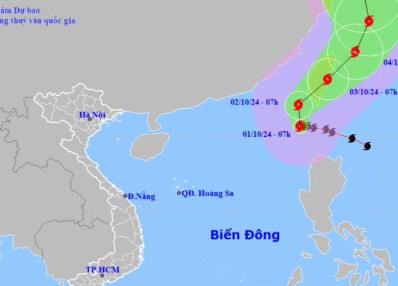 Vị trí và dự báo hướng di chuyển của bão Krathon. Nguồn: Trung tâm Dự báo KTTV quốc gia